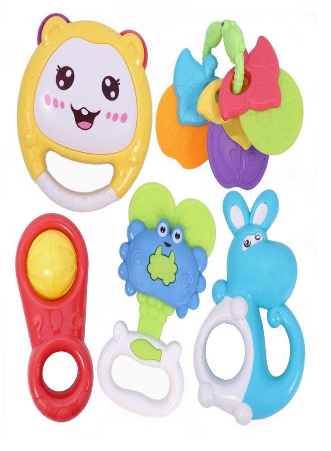 IndusBay® Cute Baby Rattles Toy for Infants - Set of 8pcs Rattles - Teether, Shaker, Spin Rattle, Grab, Musical Toy Set for Babies Toddlers Newborn, Multicolor - Image 1